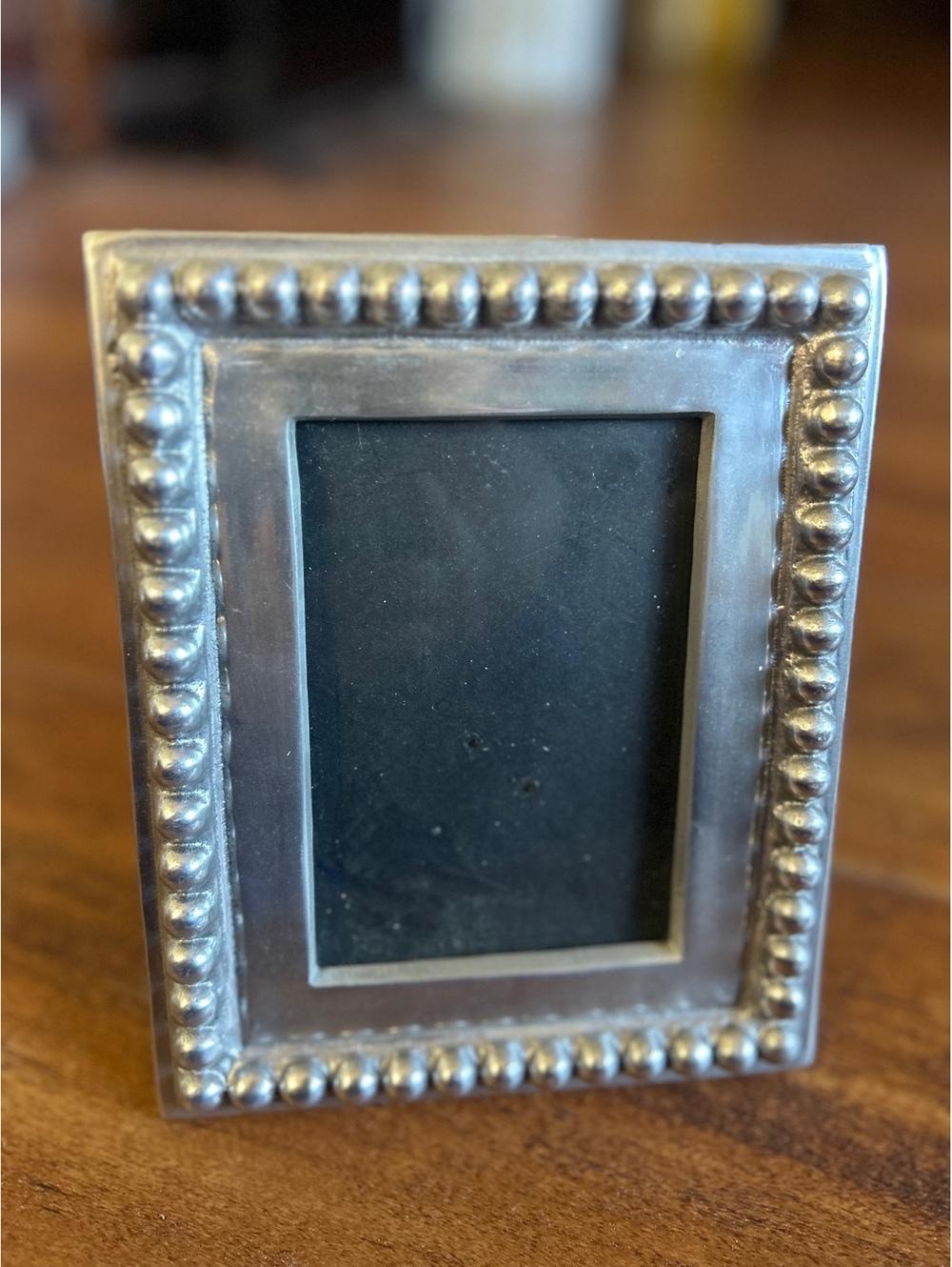 Vintage Silver Beaded Tabletop Picture Frame